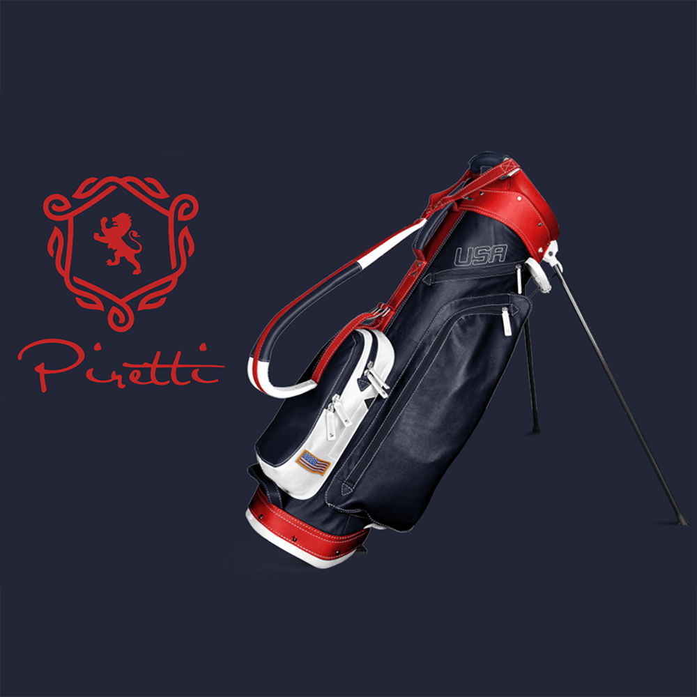 Piretti Limited Edition Leather Sun Mountain USA Stand Bag - Red